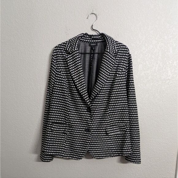 Torrid Black White Dot Pattern Blazer Jacket 2 Buttons Collared Pockets Plus 3X - Picture 3 of 10
